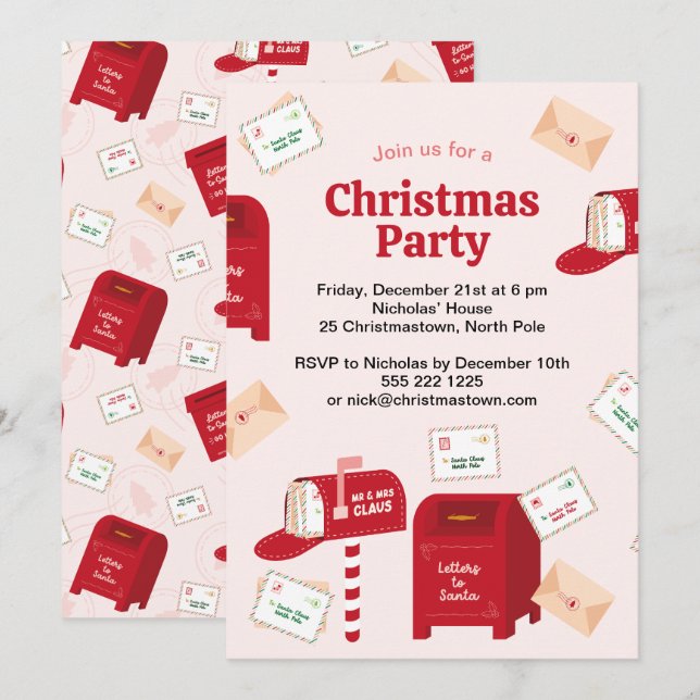 Invitación Feliz Navidad desde el Polo Norte (Anverso / Reverso)