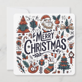Invitación Feliz Navidad Doodle Art Celebración