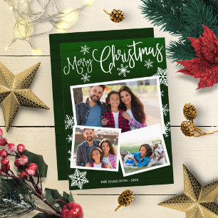 Invitación Feliz Navidad, dulce copo de nieve Rústico 3 fotos