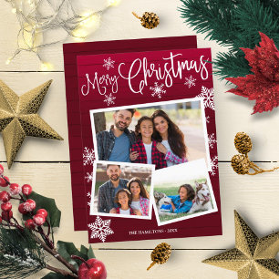 Invitación Feliz Navidad, dulce copo de nieve Rústico 3 fotos