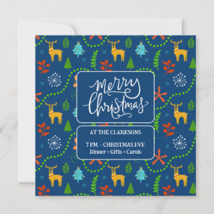 Invitación Feliz Navidad en el bosque   Azul
