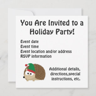 Invitación ¡Feliz Navidad! Escena de Elf Hedgehog