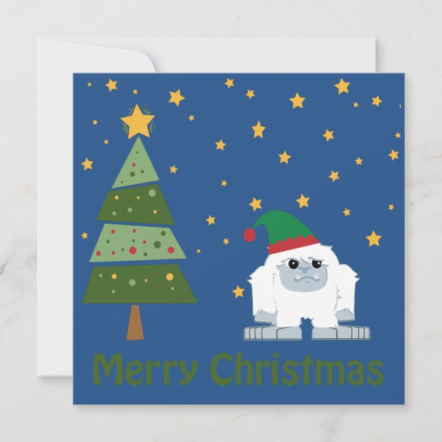 Invitación ¡Feliz Navidad! Escenario de Navidades Elf Yeti (Anverso)