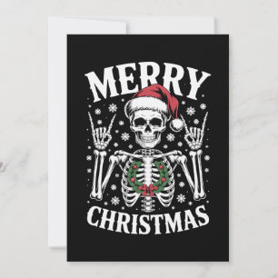 Invitación Feliz Navidad Esqueleto Sombrero de Santa Señal de