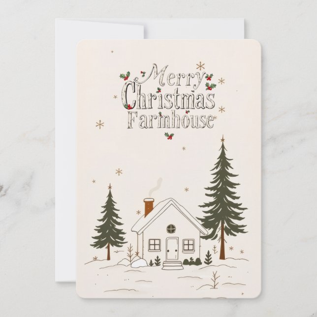 Invitación Feliz Navidad Farmhouse Winter Holiday Card. (Anverso)