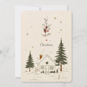 Invitación Feliz Navidad Farmhouse Winter Holiday Card.