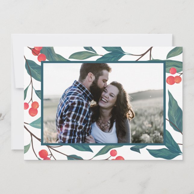 Invitación FELIZ NAVIDAD | Felices vacaciones Watercolor Holl (Anverso)