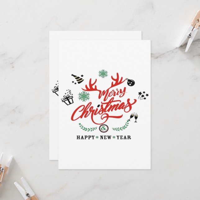 Invitación Feliz Navidad Feliz Año Nuevo  (Anverso/Reverso In Situ)
