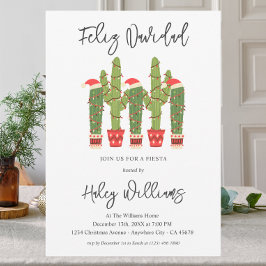 Invitación Feliz navidad Fiesta Acuarela Cactus Navidad