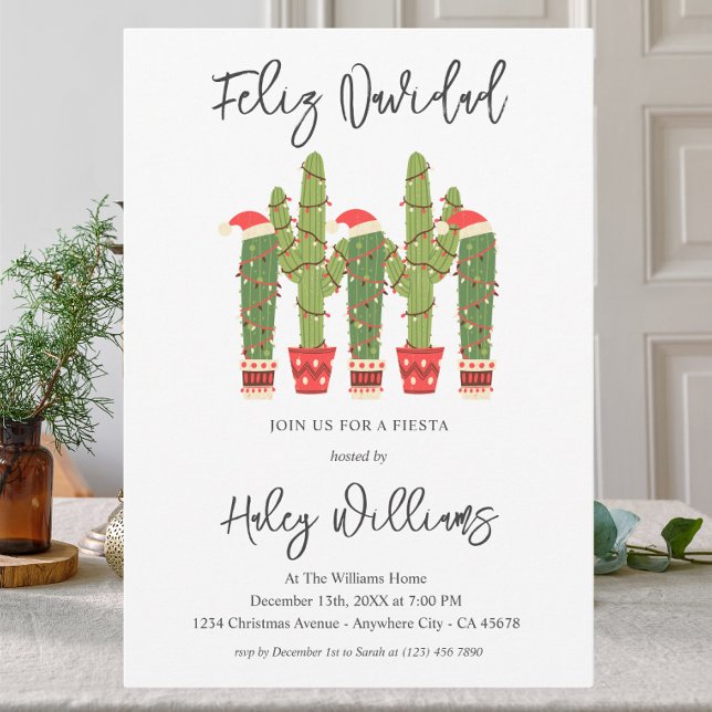 Invitación Feliz navidad Fiesta Acuarela Cactus Navidad (Subido por el creador)