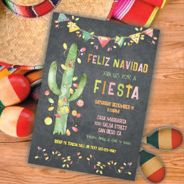 Invitación Feliz navidad Fiesta Cactus acuarela