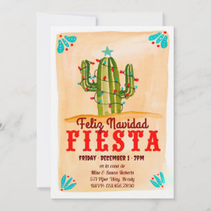 Invitación Feliz navidad Fiesta Cactus en Chalkboard Invitati