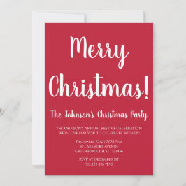 Invitación Feliz Navidad, Fiesta de Navidades blancos y rojos