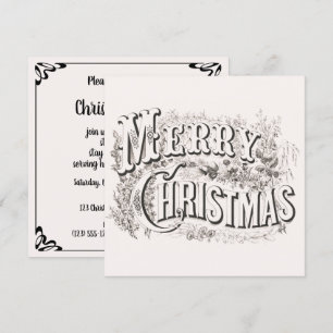 Invitación Feliz Navidad, Fiesta Navideña Vintage