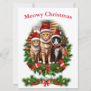 Invitación Feliz Navidad gatos Animales