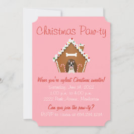 Invitación Feliz Navidad Gingerbread Dog House