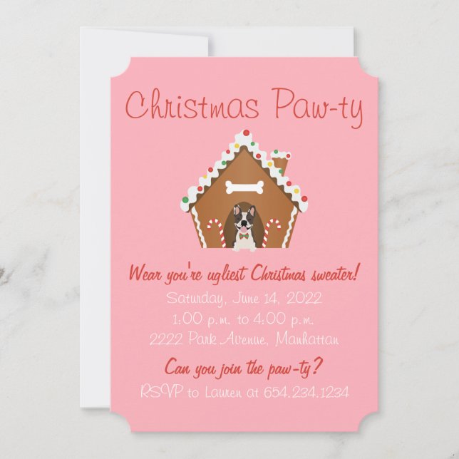 Invitación Feliz Navidad Gingerbread Dog House (Anverso)