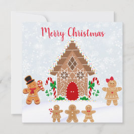 Invitación Feliz Navidad Gingerbread House con familia