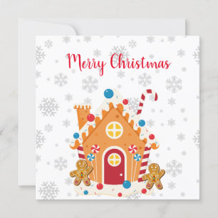 Invitación Feliz Navidad Gingerbread House con Gingerbread