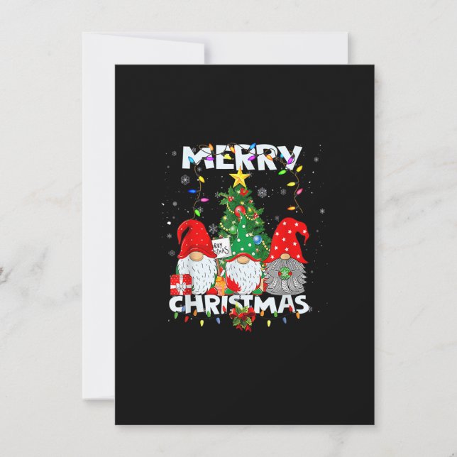 Invitación Feliz Navidad Gnome Shirt Graciosa Familia Navidad (Anverso)