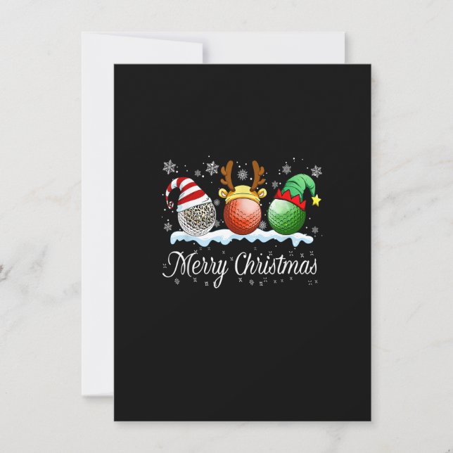 Invitación Feliz Navidad Golf Ball Xmas Santa Hat Reindeer (Anverso)
