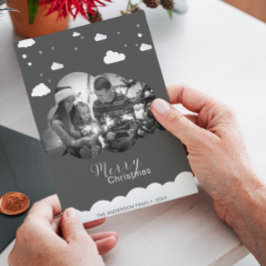 Invitación Feliz Navidad Gris Moderno, Cloud Photo Holliday