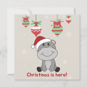 Invitación Feliz Navidad Hippo Animales de Invierno Invita Hi