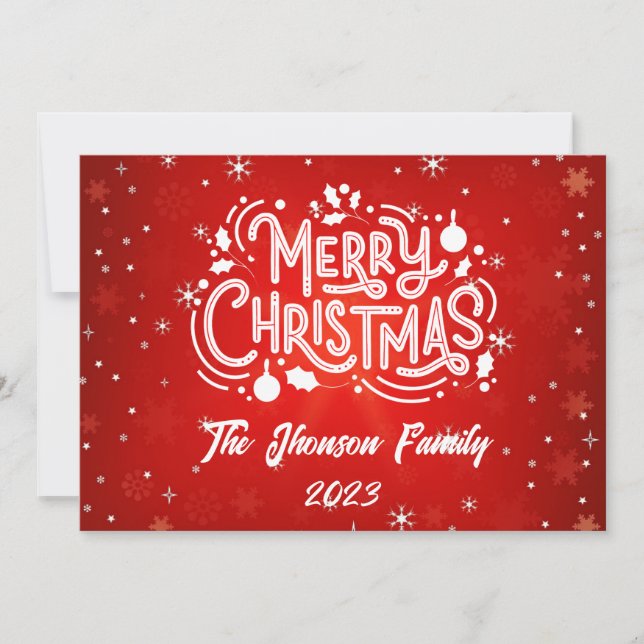 Invitación Feliz navidad invierno rojo copos de nieve (Anverso)