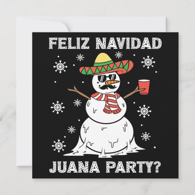 Invitación Feliz Navidad Juana Fiesta Mexicano Cool (Anverso)