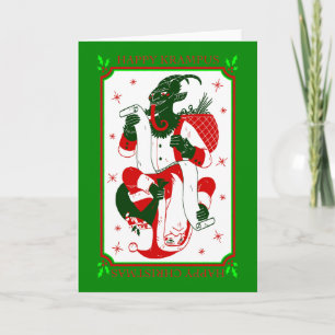 Invitación feliz navidad krampus santa