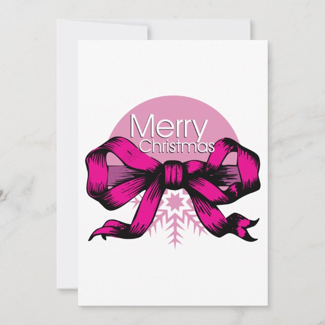 Invitación Feliz Navidad Lazo Rosa (Anverso)