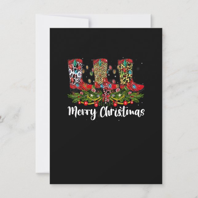 Invitación Feliz Navidad Leopardo de las vacas Boot Western S (Anverso)