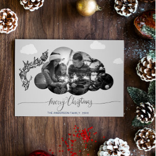 Invitación Feliz Navidad Moderna Nube Blanca Foto Holliday