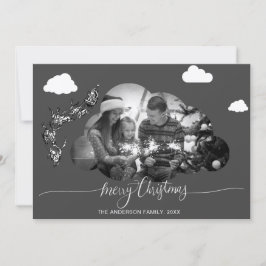 Invitación Feliz Navidad Moderna Nube Gris Foto Holliday