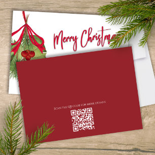 Invitación Feliz Navidad Navidad Calligrafía Roja Código QR