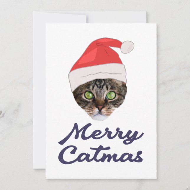 Invitación Feliz Navidad, Navidades sombrero de gato (Anverso)