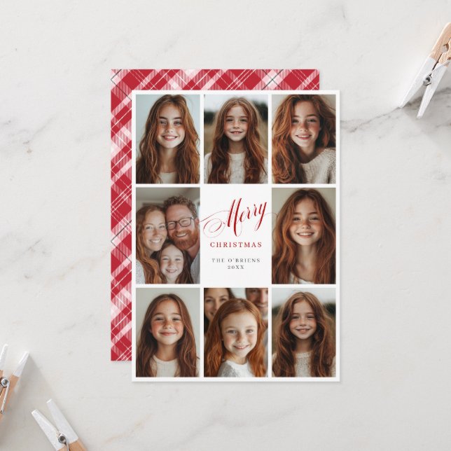 Invitación Feliz Navidad ocho fotos multidiseño (Anverso/Reverso In Situ)