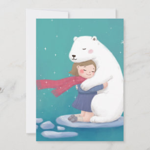 Invitación Feliz Navidad: Oso polar y Ilustracion infantil