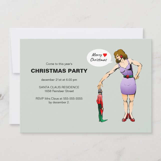 Invitación Feliz Navidad Pequeña Fiesta de Elfos (Anverso)