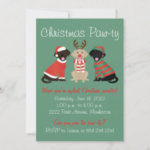 Invitación Feliz Navidad Perros Labrador Retriever