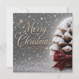 Invitación Feliz Navidad Piña Cubierta de Nieve