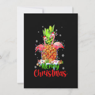 Invitación Feliz Navidad Piña Flamingo Gracioso Navidad