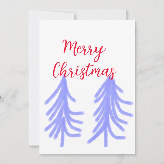 Invitación Feliz Navidad pino pino púrpura rojo púrpura y agu (Anverso)