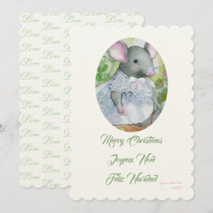 Invitación Feliz Navidad ratón adorable