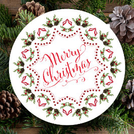 Invitación Feliz Navidad Red Green Pinecone Fiesta QR Código