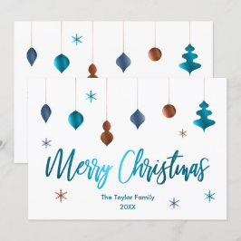 Invitación Feliz Navidad Retro Decoración Verde azulada de la