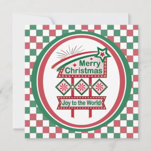 Invitación Feliz Navidad Retro Marquee - Alegría al mundo