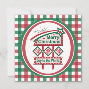 Invitación Feliz Navidad Retro Marquee - Alegría al mundo