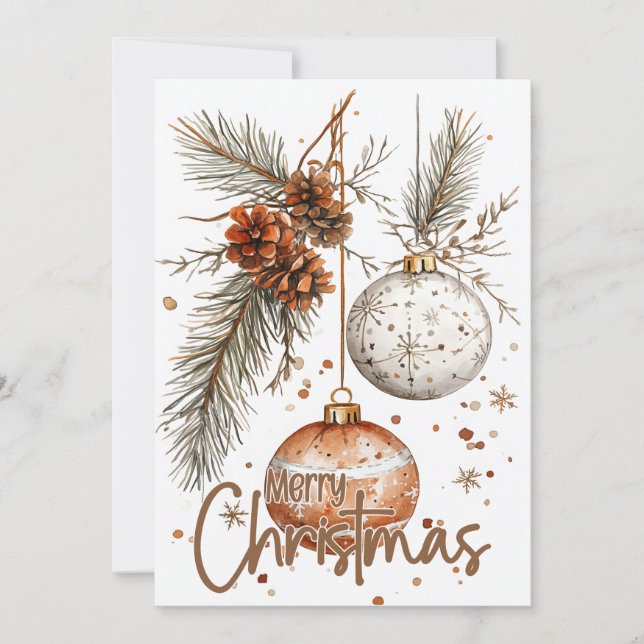 Invitación Feliz Navidad Saludo Rústico (Anverso)