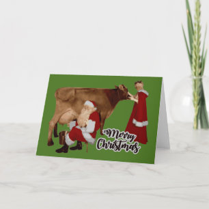 Invitación feliz navidad santa sra claus vaca